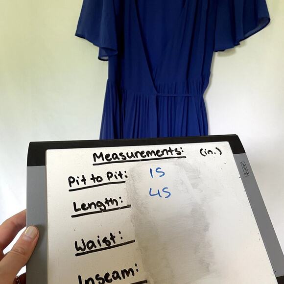 Lulus royal blue midi length wraparound dress v-neck circle skirt size XS flowy - Picture 7 of 8